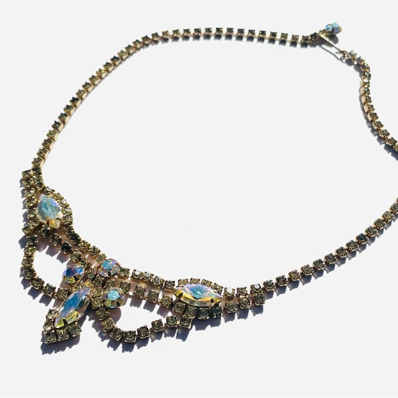Vintage Jewelry - Vintage Rhinestones Necklace With Aurora AB Color Change Stones